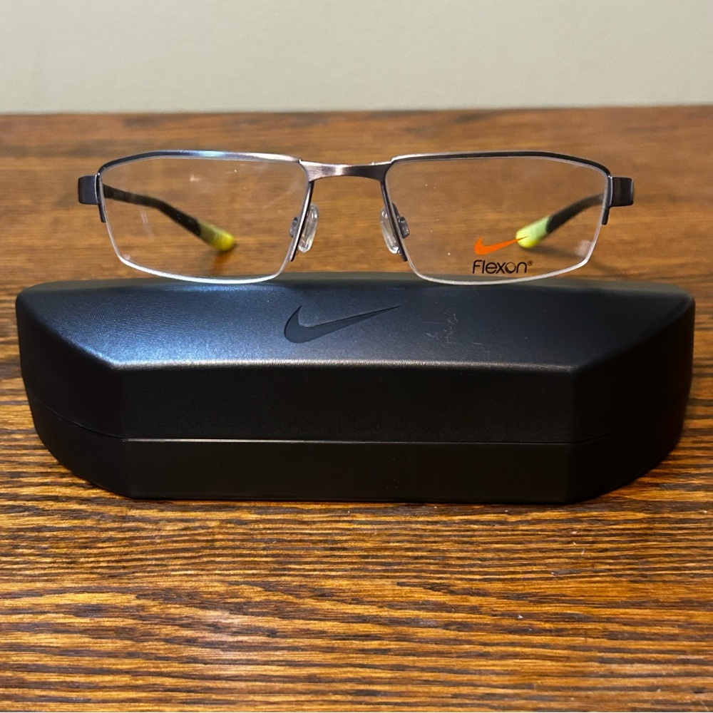 NIKE Flexon Gunmetal Volt Semi Rim Eyeglass Frames Nike 4272